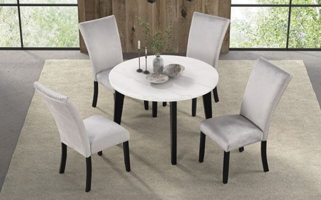 Furniture of America® Sabro White Round Dining Table with Black Base-1