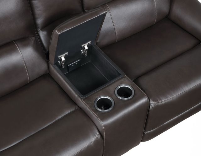 Steve Silver Co. Alexandria 3-Piece Chocolate Leather Power Reclining Console Loveseat-3
