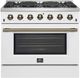 FORNO® Galiano 36" Stainless Steel Pro Style Gas Range with White Door and Antique Brass Accents-0