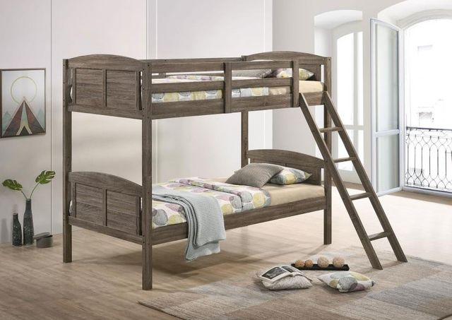Coaster® Flynn Weathered Brown Twin Over Twin Bunk Bed-3