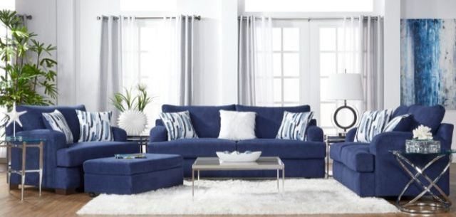 Hughes Furniture® 14100 Cameo Navy Sofa-1