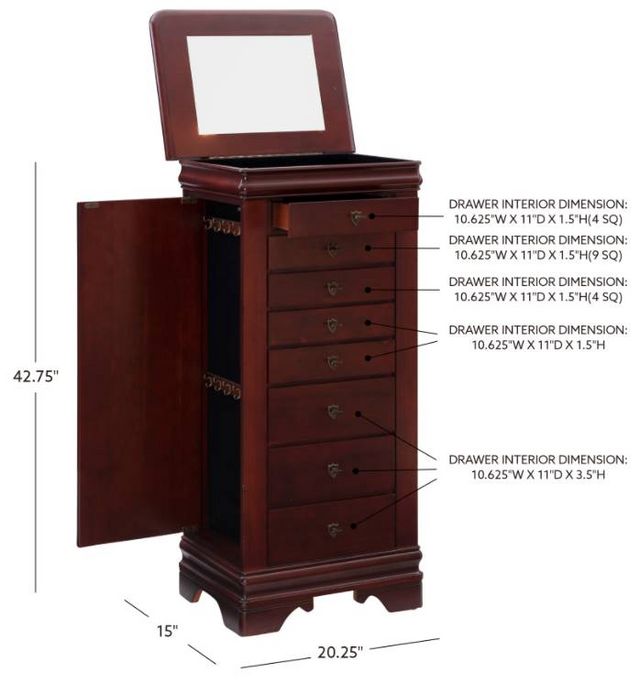 Powell® Louis Philippe Marquis Cherry Jewelry Armoire-1