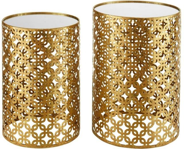 Linon Gia Glass Top Nesting Table with Gold Base-0