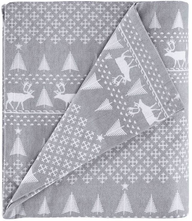 Olliix by Woolrich Grey Winter Frost King Flannel Cotton Sheet Set-1