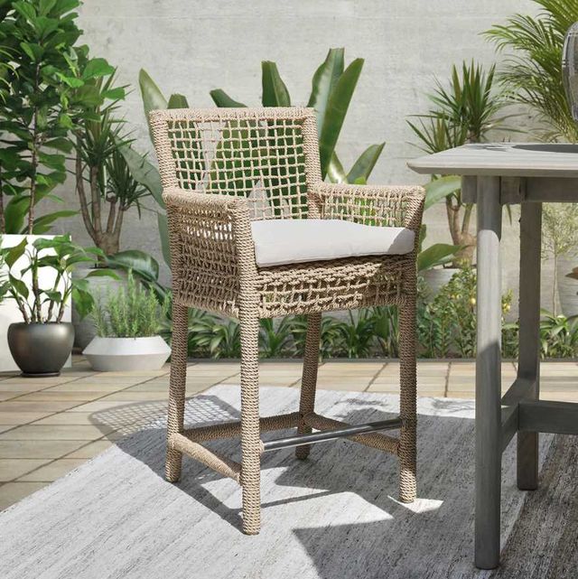 Classic Home Brisbane Natural Rope Outdoor Counter Stool-1