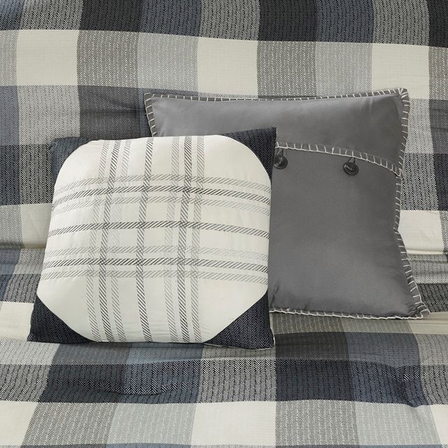 Olliix by Madison Park 7 Piece Grey King Ridge Herringbone Comforter Set-2
