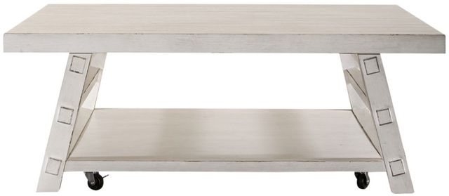 Liberty Furniture Modern Farmhouse Flea Market White Oversized Cocktail Table-2