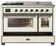Ilve® Majestic III 48" Antiqued White Pro Style Dual Fuel Natural Gas Range with Triple Glass Door and Burnished Trim-2