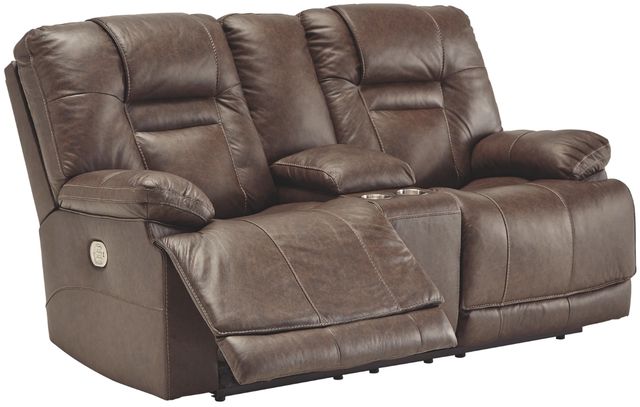 Signature Design by Ashley® Wurstrow Umber Power Reclining Loveseat Loveseat with Console and Adjustable Headrest-2