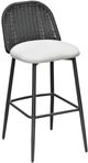 TOV Furniture Alexa Black/Cream White Linen/Wicker Outdoor Bar Stool-0