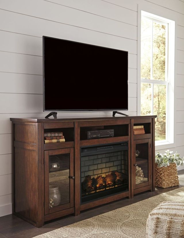 Signature Design by Ashley® Harpan 72" Reddish Brown TV Stand with Fireplace-1