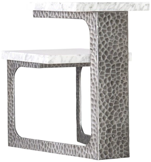 Hooker® Furniture Melange Georgia Gray Side Table with Silver Base-3