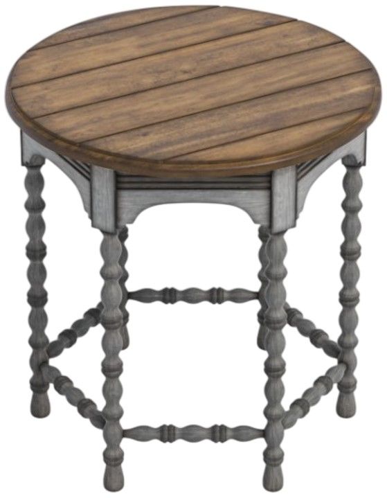 Flexsteel® Plymouth® Brown Top Lamp Table with Distressed Graywash Base-2