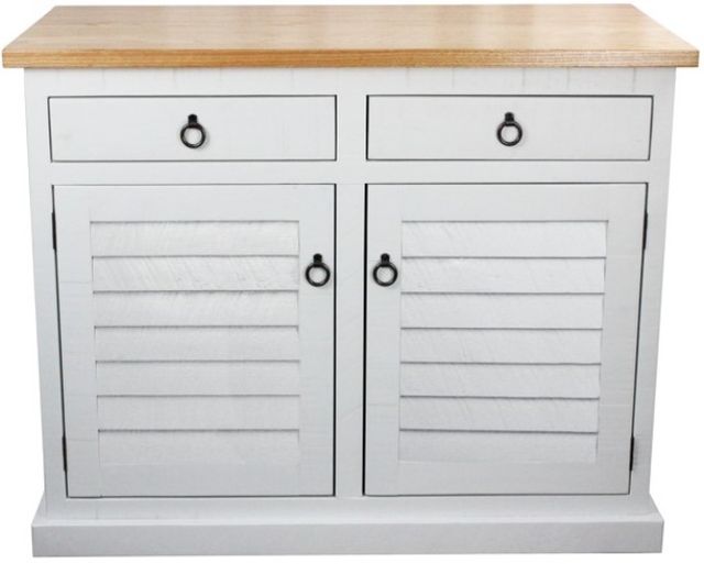 American Heartland Manufacturing Rustic Bright White Shutter Door Kitchen Island-1