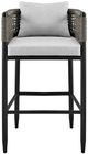 Armen Living Alegria 2-Piece Black/Gray Aluminum/Rope Outdoor Counter Stool Set-3