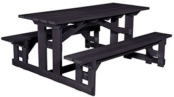 C R Plastics Black Rectangular Picnic Table-0