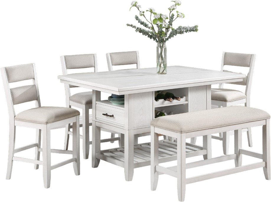 Crown Mark Wendy 7-Piece Grey/White Counter Height Table Set