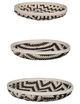 A & B Home 3-Piece Black/White Round Woven Bamboo Tray Set-1
