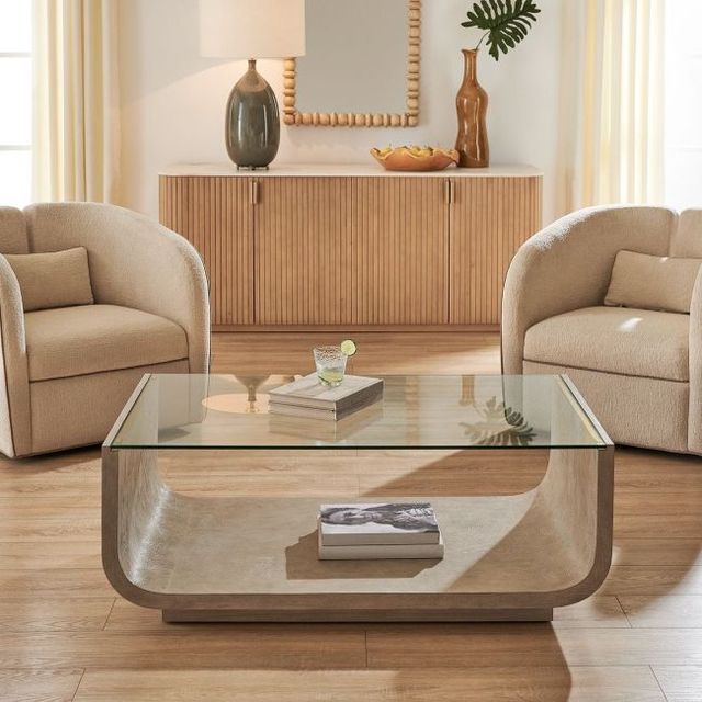 Uttermost® Maeva Glass Top Coffee Table with Natural Base-2