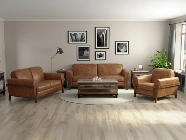 International Furniture Direct Loft Brown Cognac Sofa-1