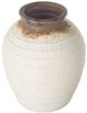 A & B Home White Round Ceramic Vase with Stripe Pattern-1