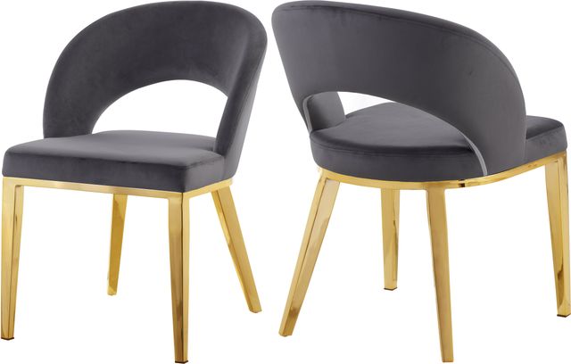Meridian Furniture Roberto Gray/Gold Velvet Dining Chair-3
