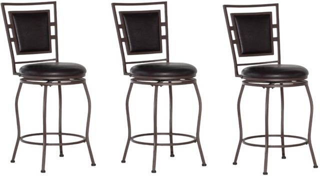 Linon Townsend 3-Piece Dark Brown Adjustable Stool Set-0