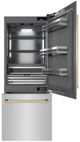 ZLINE Autograph Edition 30" 16.1 Cu. Ft. Stainless Steel Built-In Bottom Freezer Refrigerator with Graphite Gray Interior and Polished Gold Accents-1
