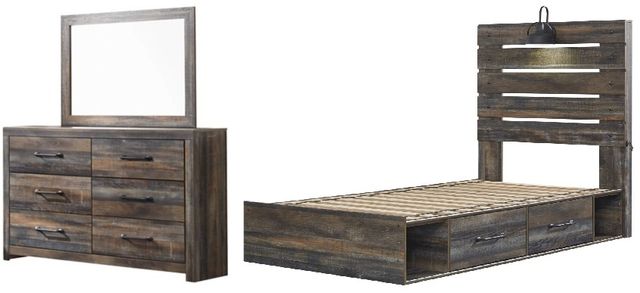 Signature Design by Ashley® Drystan 3-Piece Brown Rustic Twin Youth Storage Bed Set-0