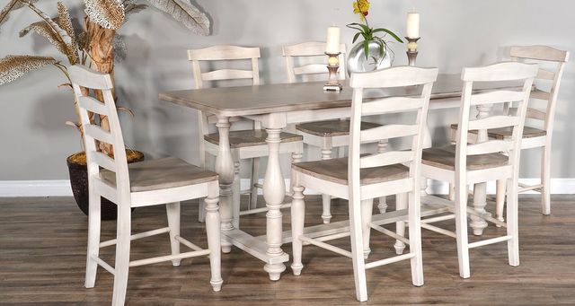 Sunny Designs™ Westwood Village Taupe Gray Counter Table with Antique White Frame-1