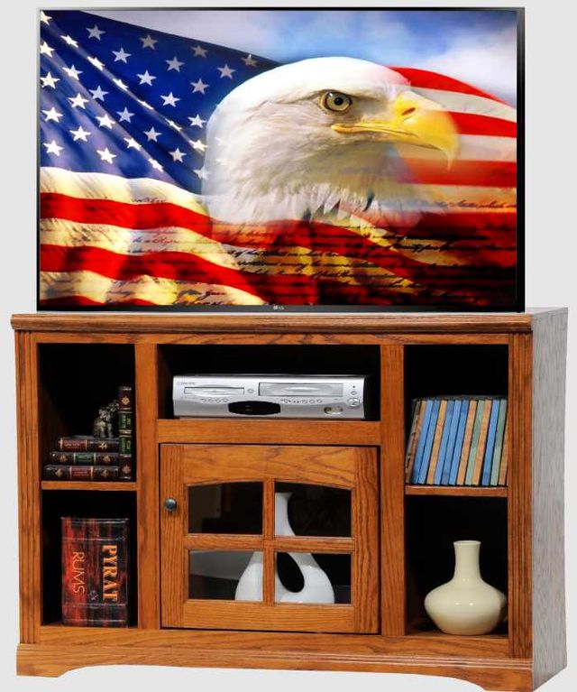 American Heartland Manufacturing Oak 46" TV Stand with Bookcase Sides-1