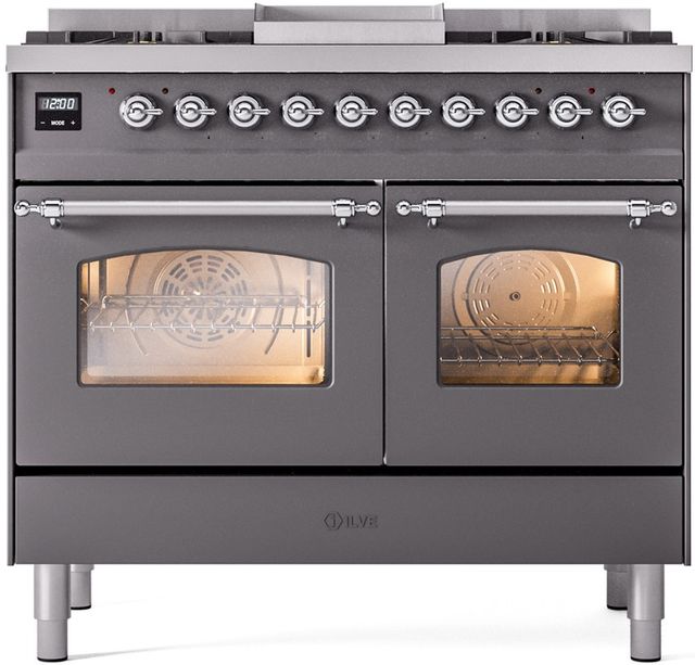 Ilve® Nostalgie II Series 40" Graphite Matte Pro Style Dual Fuel Range-0