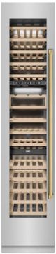 ZLINE Autograph Edition 18 in. 9 Cu. Ft. Triple Zone 68 Bottle Left Hinge Column Wine Cooler in Stainless Steel with Polished Gold Accents-0