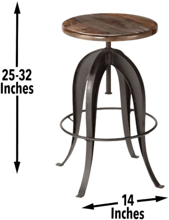 Steve Silver Co. Sparrow Brown Adjustable Stool with Black Frame-2