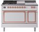 Ilve® Nostalgie II Noblesse 48'' White Pro Style Dual Fuel Range with Copper Trim-0