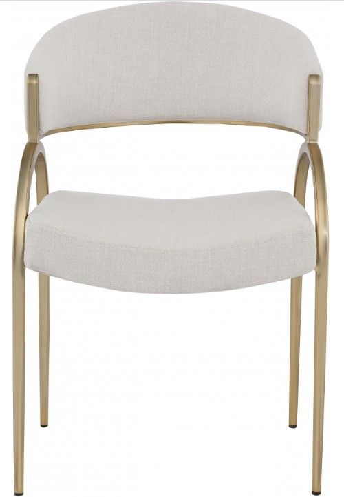 Meridian Furniture Privet Beige/Brushed Brass Dining Chair-1