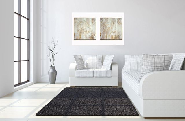 Classy Living 2-Piece Blue and Gold Chevron Luxe Diptych Wall Art Set-1