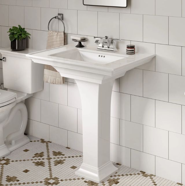 American Standard Town Square® S White 4" Centerset Pedestal Sink Top-2