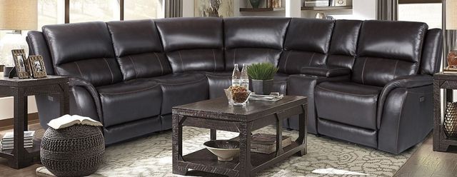 American Wholesale Furniture Madras 6-Piece Espresso Power Reclining Curved Sectional-1