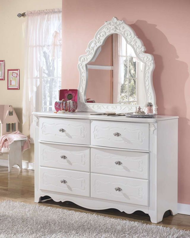 Signature Design by Ashley® Exquisite White Dresser and French Style Bedroom Mirror-4