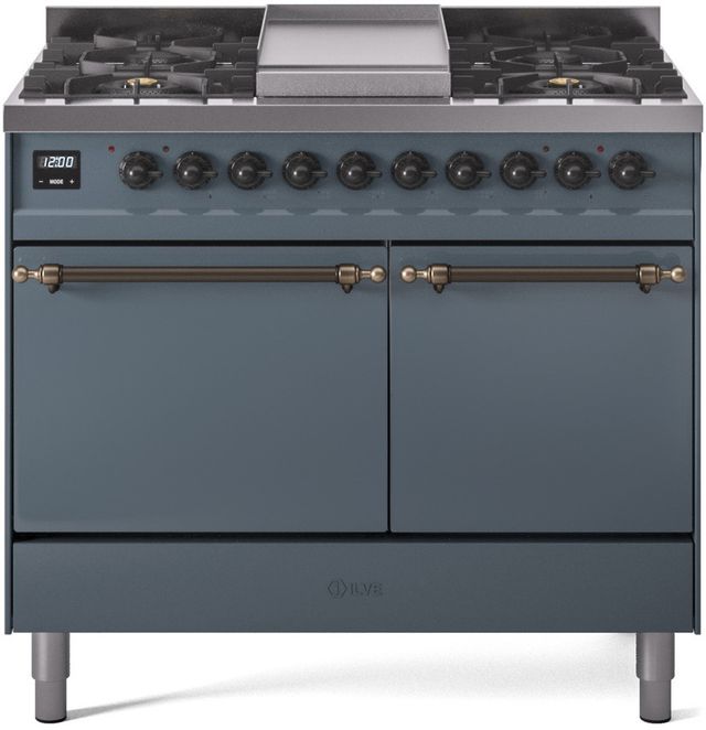 Ilve® Nostalgie II Series 40" Blue Grey Pro Style Dual Fuel Range-0