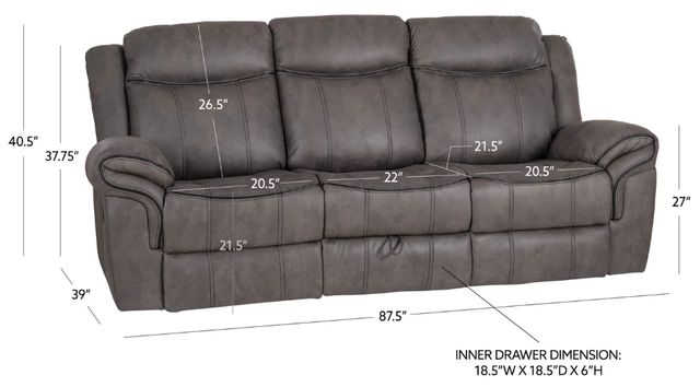 Powell® Galloway Stone Gray Manual Reclining Sofa-3