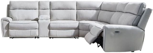 Signature Design by Ashley® Social Pointe 5-Piece Ash/Pearl L-Shape Power Reclining Sectional-0