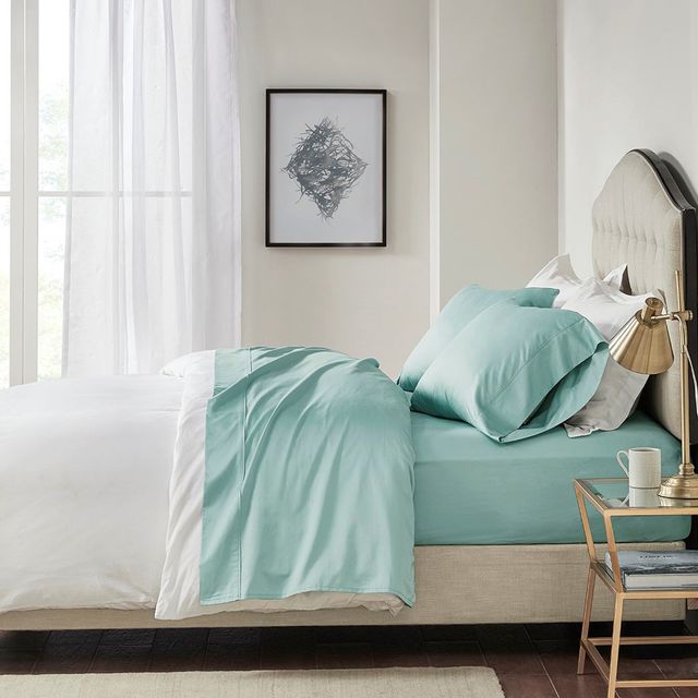 Olliix by Madison Park Seafoam Queen 600 Thread Count 100% Pima Cotton Sheet Set-3