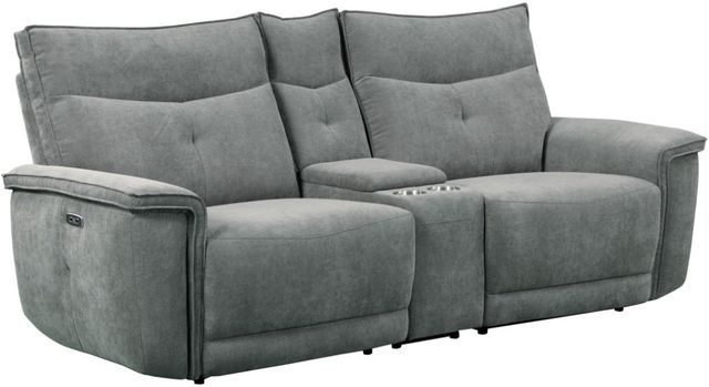Homelegance® Tesoro Dark Gray Double Power Reclining Loveseat with Center Console and Power Headrests-0