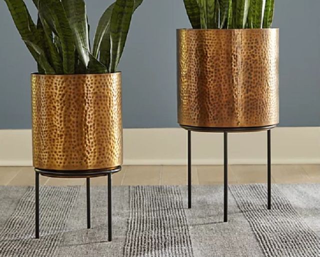 Signature Design by Ashley® Donisha 2-Piece Antique Brass Planter Set-3