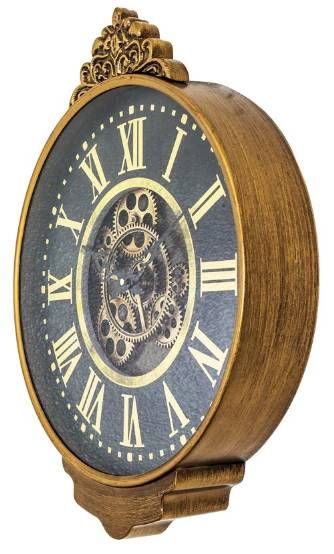 YHD Black/Gold Vintage Crown Gear Clock-1