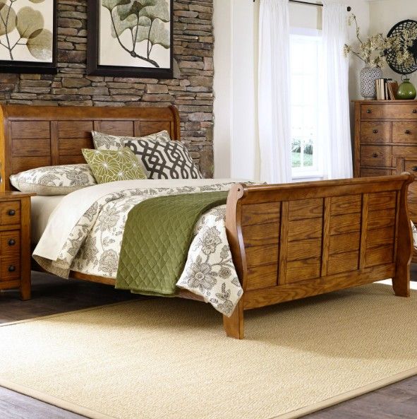 Liberty Furniture Grandpas Cabin Aged Oak California King Sleigh Bed-1