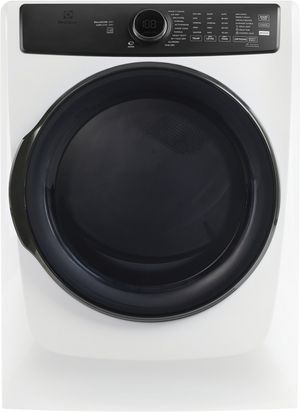 front view of the Electrolux 700 Series 8.0 Cu. Ft. White Front Load Gas Dryer