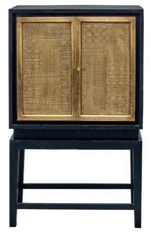 Jaipur Furniture Copeland Black/Brass Bar Cabinet-1